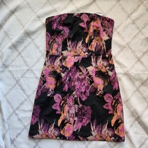 Lulu’s Strapless Black Floral Dress | Size Small | EUC